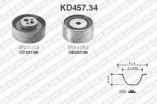 комплект ангренажен ремък SNR KD457.34