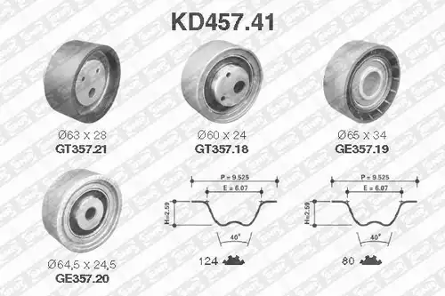 комплект ангренажен ремък SNR KD457.41