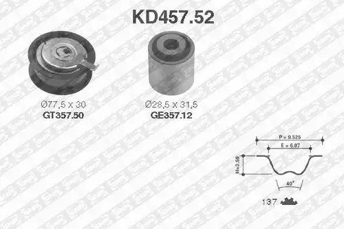 комплект ангренажен ремък SNR KD457.52