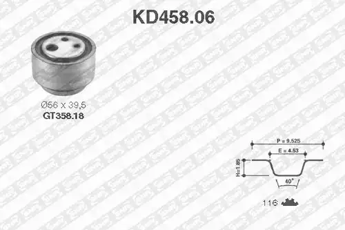 комплект ангренажен ремък SNR KD458.06