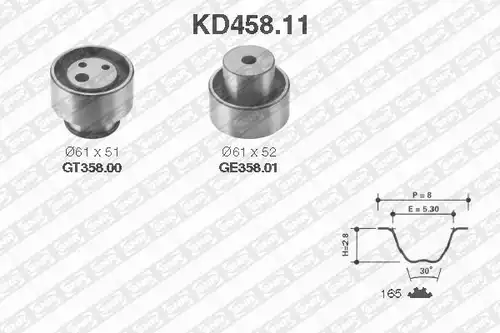 комплект ангренажен ремък SNR KD458.11