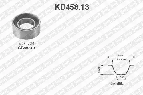 комплект ангренажен ремък SNR KD458.13