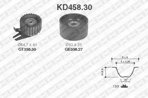 комплект ангренажен ремък SNR KD458.30