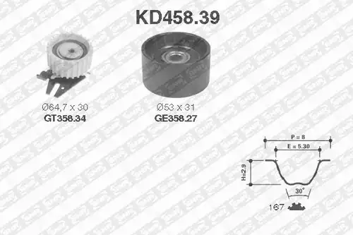 комплект ангренажен ремък SNR KD458.39