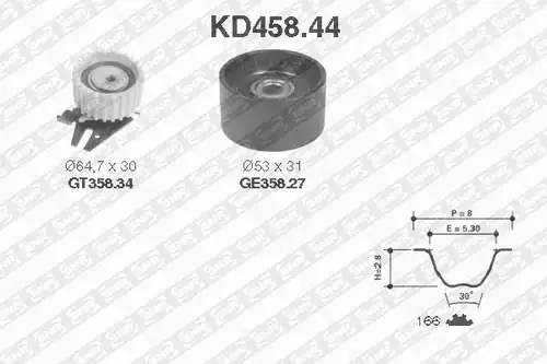 комплект ангренажен ремък SNR KD458.44