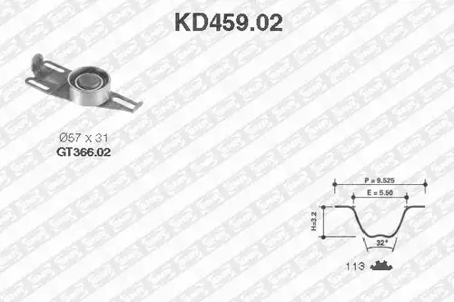 комплект ангренажен ремък SNR KD459.02