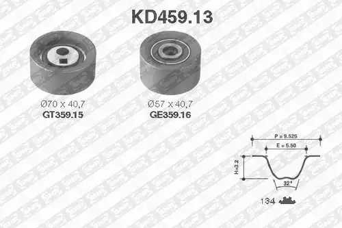 комплект ангренажен ремък SNR KD459.13