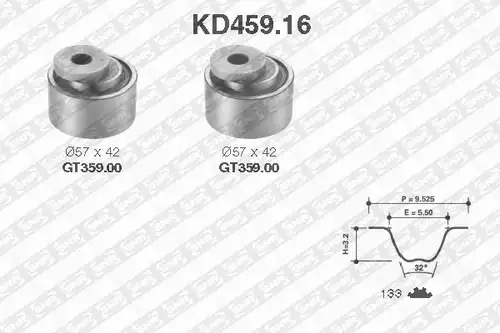 комплект ангренажен ремък SNR KD459.16