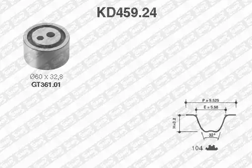 комплект ангренажен ремък SNR KD459.24