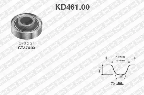 комплект ангренажен ремък SNR KD461.00
