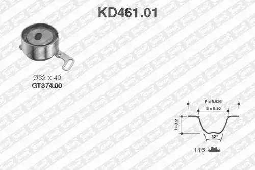 комплект ангренажен ремък SNR KD461.01