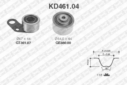 комплект ангренажен ремък SNR KD461.04