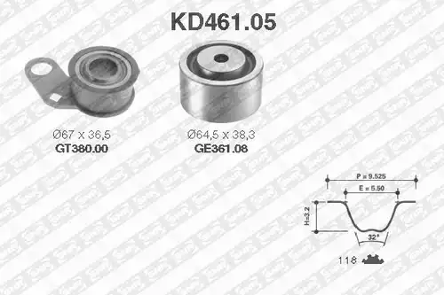 комплект ангренажен ремък SNR KD461.05