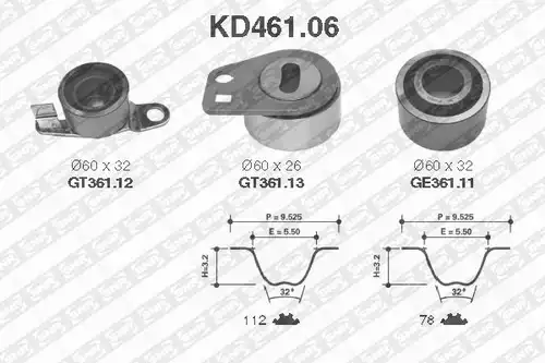 комплект ангренажен ремък SNR KD461.06