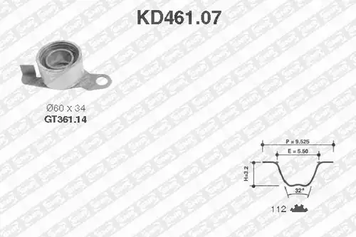комплект ангренажен ремък SNR KD461.07