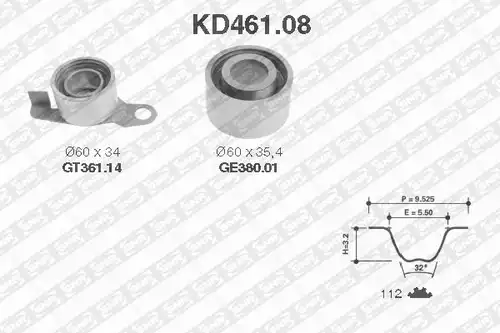комплект ангренажен ремък SNR KD461.08