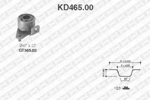 комплект ангренажен ремък SNR KD465.00