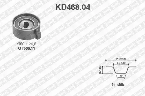 комплект ангренажен ремък SNR KD468.04