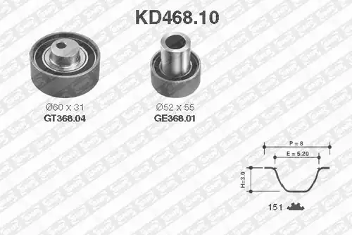 комплект ангренажен ремък SNR KD468.10