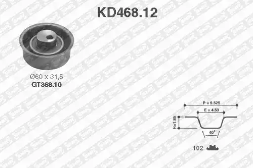 комплект ангренажен ремък SNR KD468.12