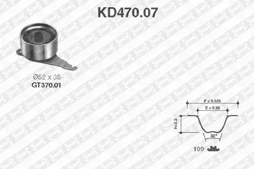 комплект ангренажен ремък SNR KD470.07