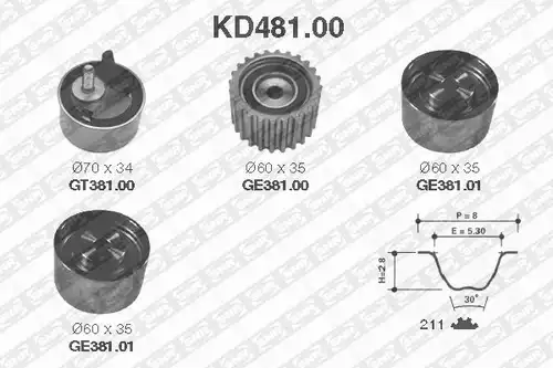 комплект ангренажен ремък SNR KD481.00