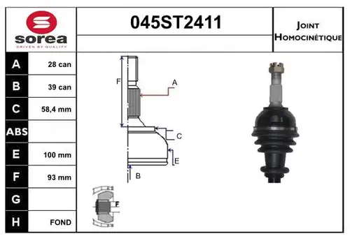 каре комплект, полуоска STARTCAR 045ST2411
