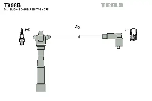 комплект запалителеи кабели TESLA T998B