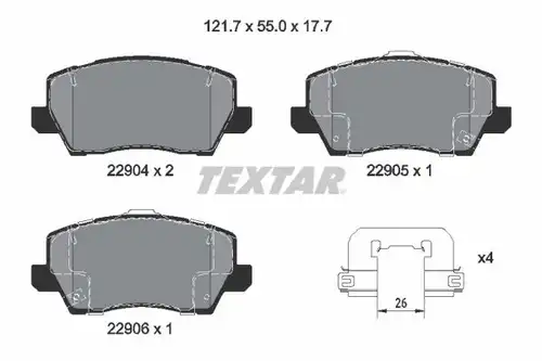 накладки TEXTAR 2290401