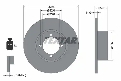 спирачен диск TEXTAR 92005400