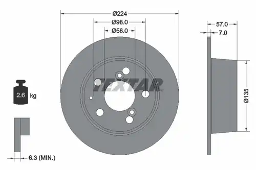 спирачен диск TEXTAR 92014300