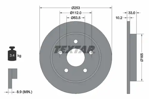 спирачен диск TEXTAR 92032400