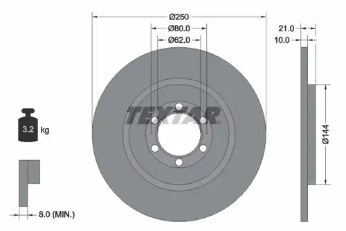 спирачен диск TEXTAR 92033700