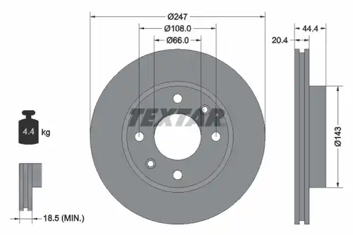 спирачен диск TEXTAR 92033800