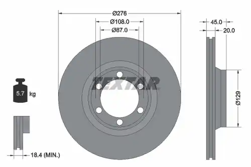 спирачен диск TEXTAR 92035000