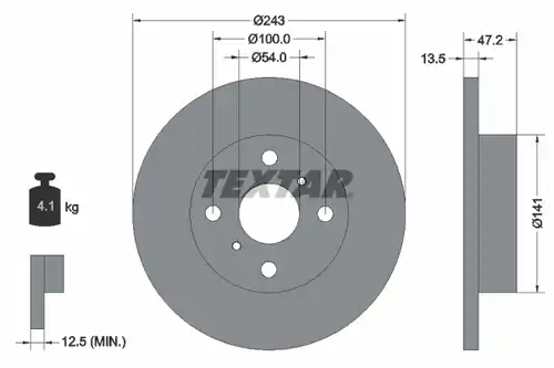 спирачен диск TEXTAR 92036700