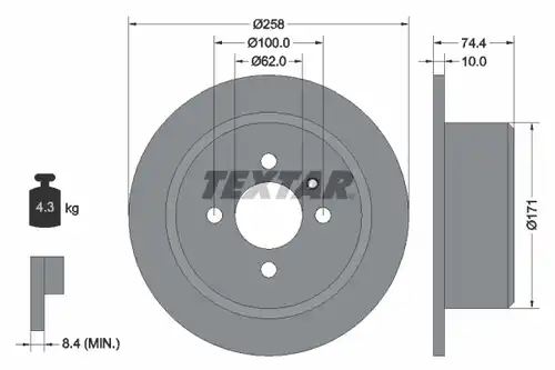 спирачен диск TEXTAR 92038400