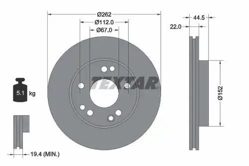 спирачен диск TEXTAR 92038600