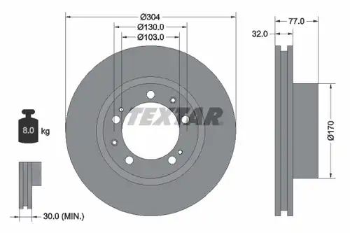 спирачен диск TEXTAR 92039800
