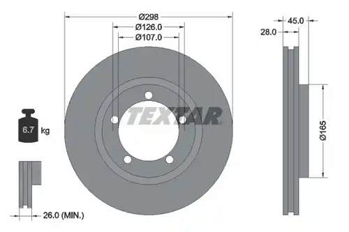 спирачен диск TEXTAR 92040200