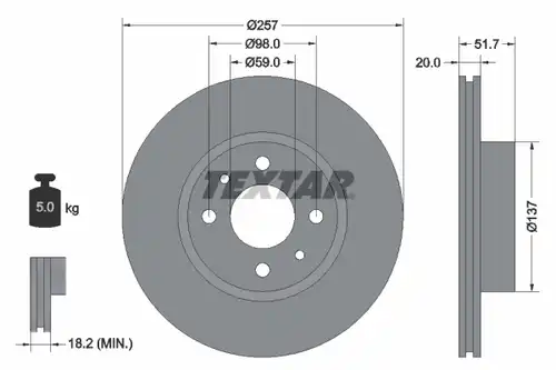 спирачен диск TEXTAR 92044200