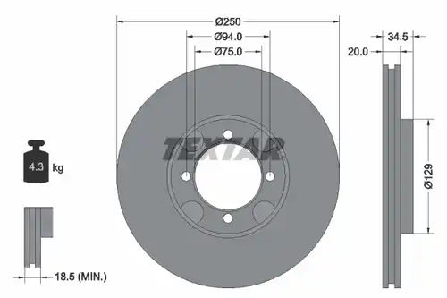 спирачен диск TEXTAR 92047200