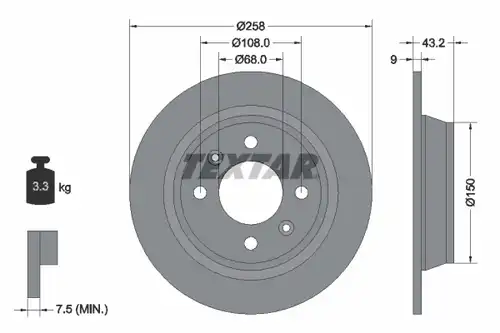 спирачен диск TEXTAR 92048500