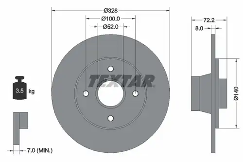 спирачен диск TEXTAR 92049200