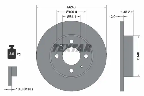 спирачен диск TEXTAR 92051800