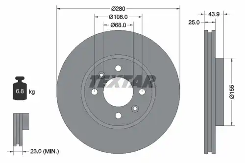 спирачен диск TEXTAR 92053800