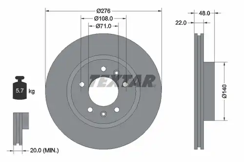 спирачен диск TEXTAR 92054400