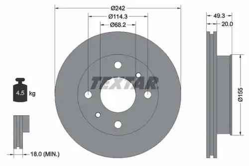 спирачен диск TEXTAR 92056200