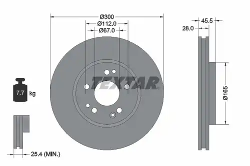 спирачен диск TEXTAR 92057900