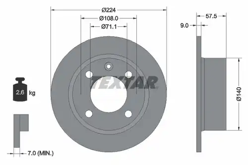 спирачен диск TEXTAR 92059700
